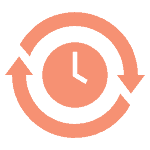 Clock with circular arrows representing time or history.